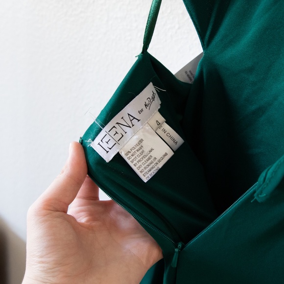 Ieena for Mac Duggal Tie Halter Jersey Dress in Emerald Green - Picture 10 of 10